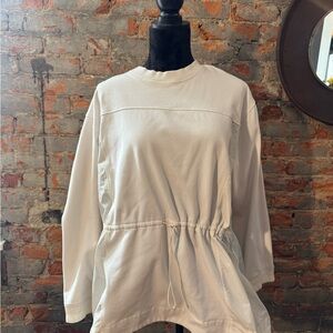 Athleta Cream Sweatshirt with Drawstring Waist